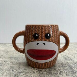 Galerie Double Handle Sock Monkey Mug Like New
